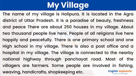My Village Essay for Students in English .